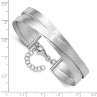 Load image into Gallery viewer, Sterling Silver RH-plate Scratch Finish w/Safety Clasp Bangle
