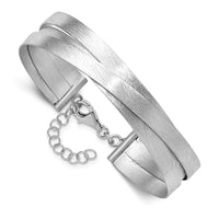 Load image into Gallery viewer, Sterling Silver RH-plate Scratch Finish w/Safety Clasp Bangle
