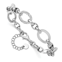 Load image into Gallery viewer, SS RH-plat Polish/Textured Fancy Link w/1.25in ext. Bracelet
