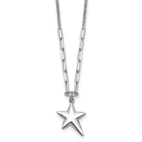 Load image into Gallery viewer, SS RH-plated Polished Star Pendant w/1.25in ext. Necklace
