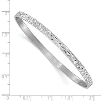 Load image into Gallery viewer, Sterling Silver RH-plated Polished/Hammered Slip-On Bangle
