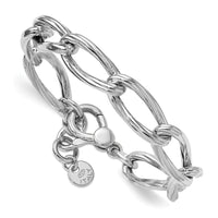 Load image into Gallery viewer, SS RH-plated Polished/Grooved Link w/.75in ext. Bracelet
