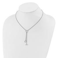 Load image into Gallery viewer, SS RH-plated Polished Circle Tassel w/2in ext. Necklace
