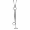 SS RH-plated Polished Circle Tassel w/2in ext. Necklace
