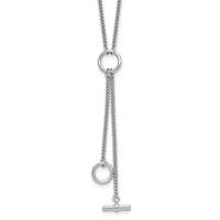 Load image into Gallery viewer, SS RH-plated Polished Circle Tassel w/2in ext. Necklace
