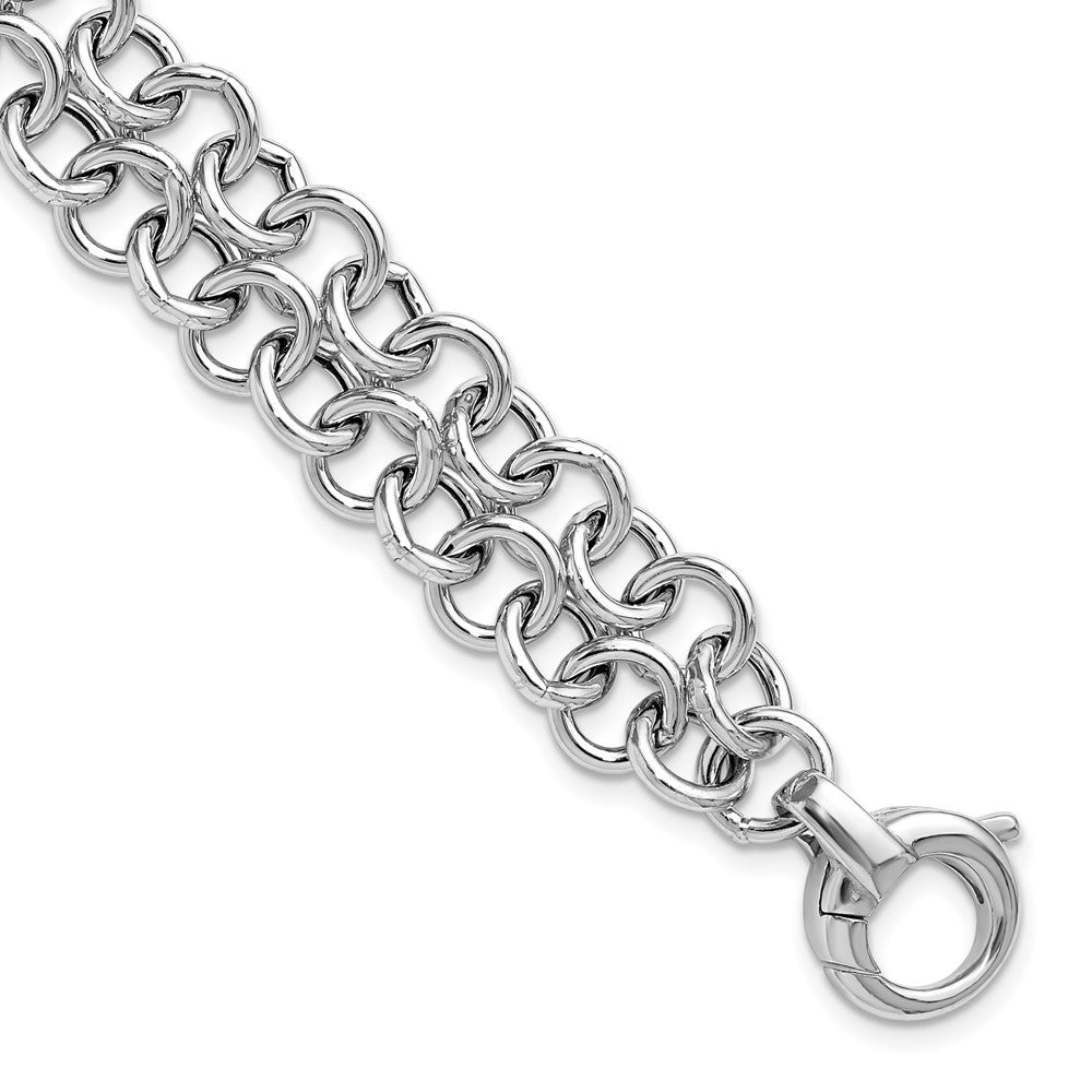 SS RH-plated Polished 2-strand Circle Link Bracelet