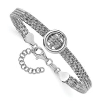 Load image into Gallery viewer, Sterling Silver RH-plat Circle Multi-strand w/1in ext. Bracelet
