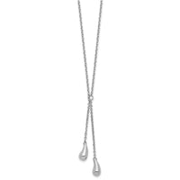 Load image into Gallery viewer, Sterling Silver RH-plated Polished Drop w/1in ext. Necklace
