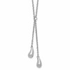 Sterling Silver RH-plated Polished Drop w/1in ext. Necklace
