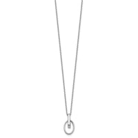Load image into Gallery viewer, Sterling Silver RH-plated Polished Oval w/2in ext. Necklace
