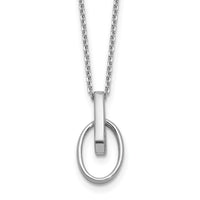 Load image into Gallery viewer, Sterling Silver RH-plated Polished Oval w/2in ext. Necklace
