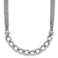 Load image into Gallery viewer, SS RH-plated Polished Multi-strand Link w/2in Ext. Necklace
