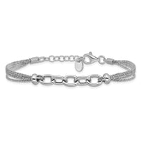 Load image into Gallery viewer, SS RH-plated Polished Multi-strand Link w/ 1in Ext. Bracelet
