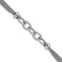 Load image into Gallery viewer, SS RH-plated Polished Multi-strand Link w/ 1in Ext. Bracelet
