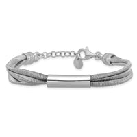 Load image into Gallery viewer, SS RH-pltd Wire Wrapped 3-strand Bar w/ 1in Ext. Bracelet
