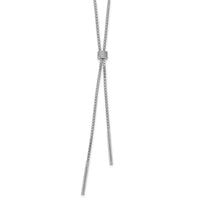 Load image into Gallery viewer, SS RH-plated Polished CZ and Bars Lariat w/ 2in Ext. Necklace
