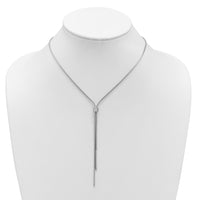 Load image into Gallery viewer, SS RH-plated Polished CZ and Bars Lariat w/ 2in Ext. Necklace
