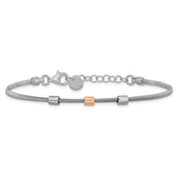 Load image into Gallery viewer, SS RH-plated/Rose Gold-plated Station w/1in Ext. Bracelet

