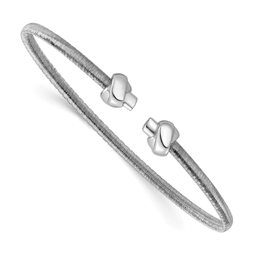SS RH-plated Polished Knots Wire Wrapped Cuff Bangle