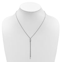Load image into Gallery viewer, SS Rhodium-plated Polished X Lariat w/ 2in Ext. Necklace
