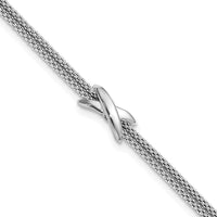 Load image into Gallery viewer, SS Rhodium-plated Polished 2-Strand X w/ 1in Ext. Bracelet
