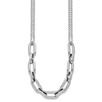 Load image into Gallery viewer, SS RH-plated 2-Strand Fancy Link w/ 2in Ext Necklace
