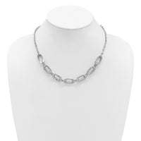 Load image into Gallery viewer, SS RH-plated 2-Strand Fancy Link w/ 2in Ext Necklace
