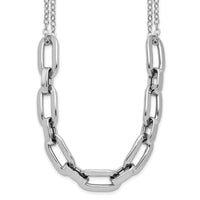 Load image into Gallery viewer, SS RH-plated 2-Strand Fancy Link w/ 2in Ext Necklace
