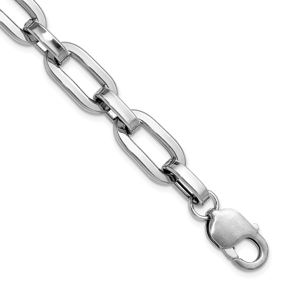 Sterling Silver Rhodium-plated 10.5mm Oval Link Bracelet