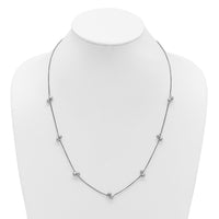 Load image into Gallery viewer, SS Rhodium-plated Polished Brushed and Beaded Necklace
