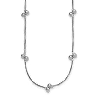 Load image into Gallery viewer, SS Rhodium-plated Polished Brushed and Beaded Necklace
