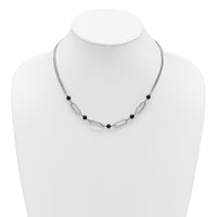 Load image into Gallery viewer, SS RH-pltd Black Glass Pearl 2-Strand Link w/2in Ext Necklace

