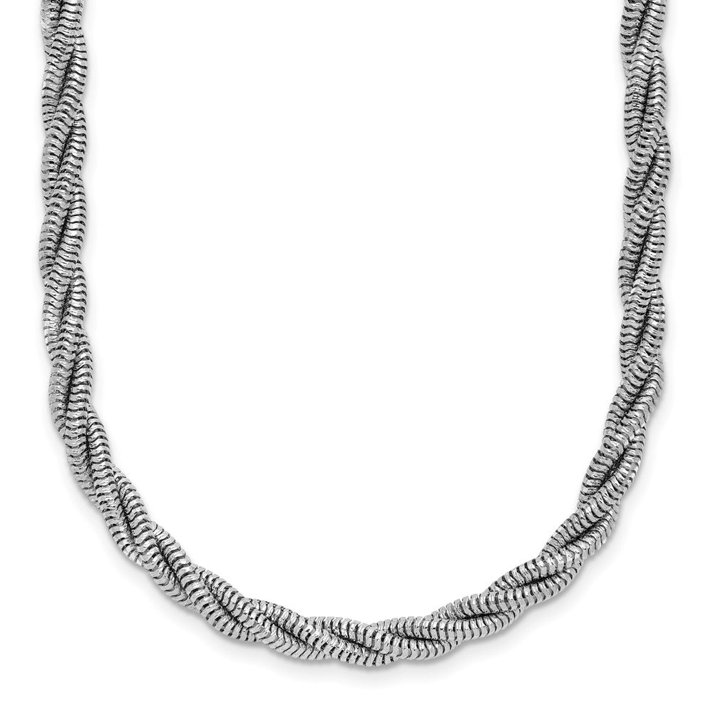 Sterling Silver RH-plated Polished and Twisted Necklace