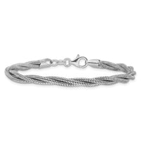 Load image into Gallery viewer, Sterling Silver RH-plated Polished and Twisted Bracelet
