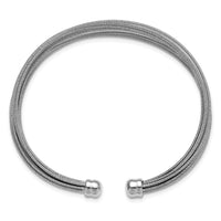 Load image into Gallery viewer, Sterling Silver RH-plated Polished multi-wire Cuff Bangle
