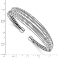 Load image into Gallery viewer, Sterling Silver RH-plated Polished multi-wire Cuff Bangle
