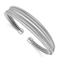 Load image into Gallery viewer, Sterling Silver RH-plated Polished multi-wire Cuff Bangle
