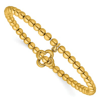 Load image into Gallery viewer, Sterling Silver Gold-tone Polished Beads w/Charm Stretch Bracelet
