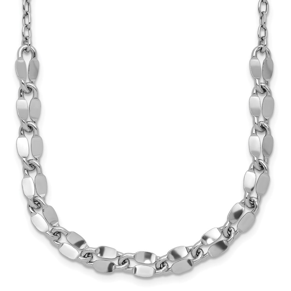 Sterling Silver RH-plated Pol. Fancy Link w/2in ext. Necklace