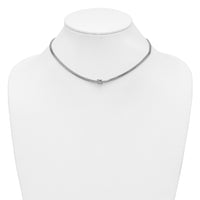 Load image into Gallery viewer, Sterling Silver RH-plat Pol. 2-Strand Knot w/2in ext. Necklace
