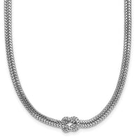 Load image into Gallery viewer, Sterling Silver RH-plat Pol. 2-Strand Knot w/2in ext. Necklace
