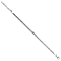 Load image into Gallery viewer, Sterling Silver RH-plt Pol. 2-Strand Knot w/1in ext. Bracelet
