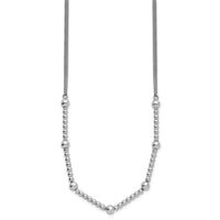 Load image into Gallery viewer, Sterling Silver RH-plt Pol. 2-strand Beaded w/2in ext. Necklace
