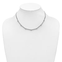 Load image into Gallery viewer, Sterling Silver RH-plt Pol. 2-strand Beaded w/2in ext. Necklace
