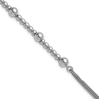 Load image into Gallery viewer, Sterling Silver RH-plt Pol. 2-strand Beaded w/1in ext. Bracelet
