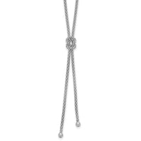 Load image into Gallery viewer, Sterling Silver RH-plated Pol. w/Knot Drop w/2in ext. Necklace
