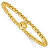 Sterling Silver Gold-tone Pol. Heart Beaded Stretch Bracelet