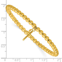Load image into Gallery viewer, Sterling Silver Gold-tone Pol. Cross Beaded Stretch Bracelet
