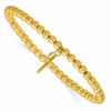Sterling Silver Gold-tone Pol. Cross Beaded Stretch Bracelet