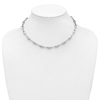 Load image into Gallery viewer, Sterling Silver RH-plat Polish Oval Beaded w/2in ext. Necklace
